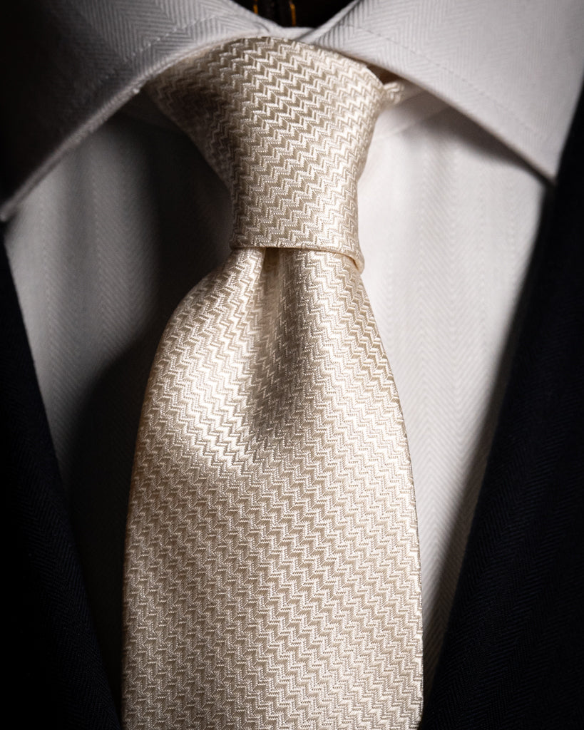 Jacquard Chevron Cream Tie