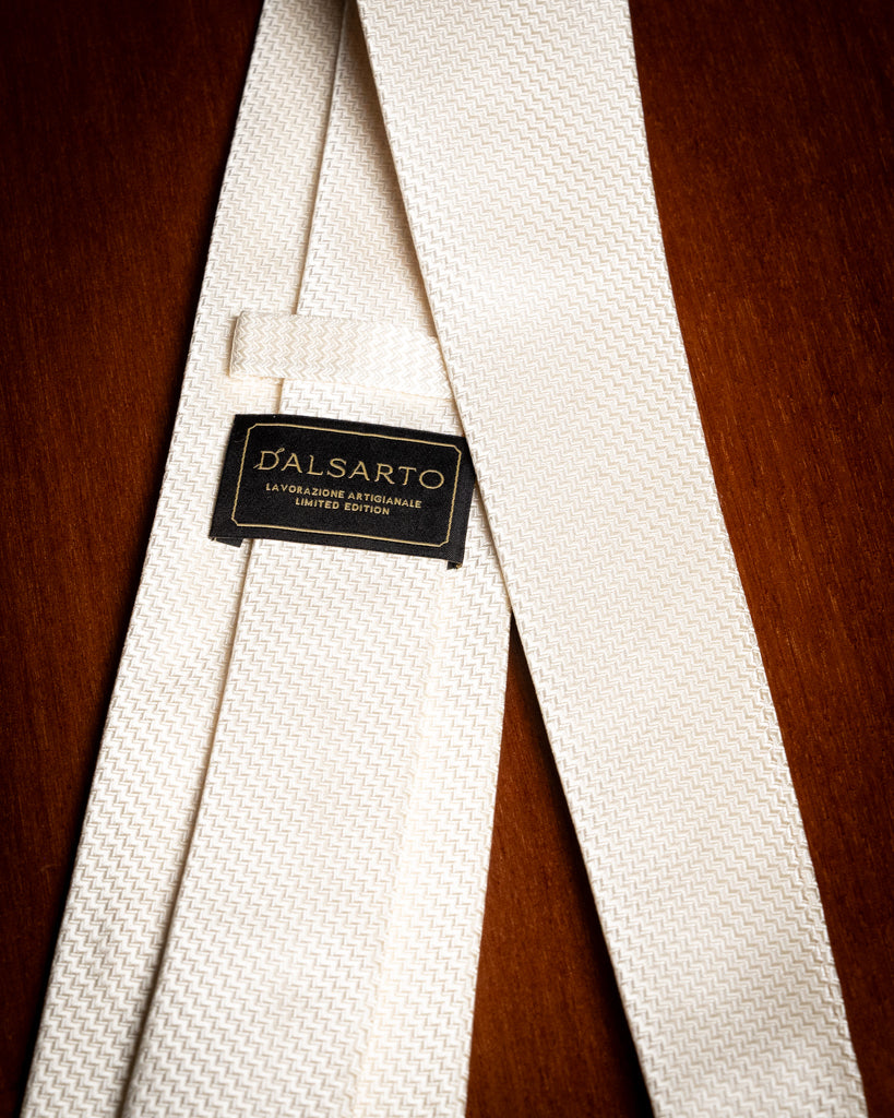 Jacquard Chevron Cream Tie