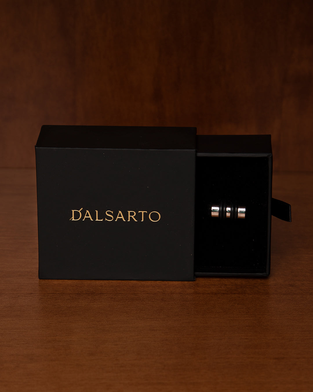 Silver-Colored Cufflinks with Black Cylinder