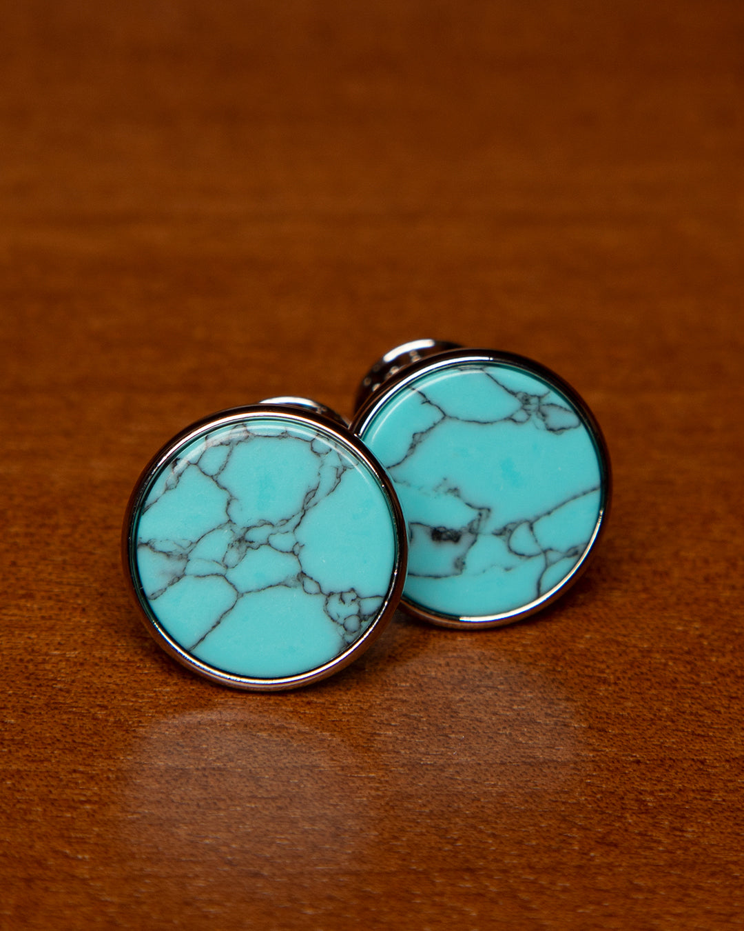 Gemelli Color Argento Con Dettaglio Turchese