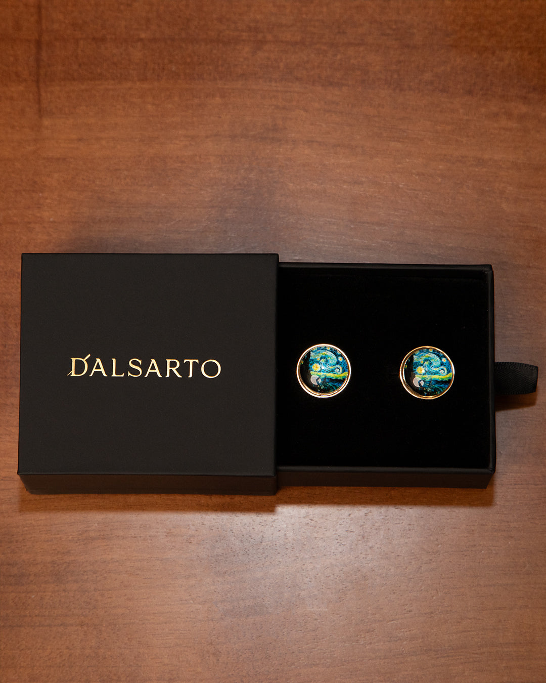 Van Gogh Starry Night Gold Cufflinks