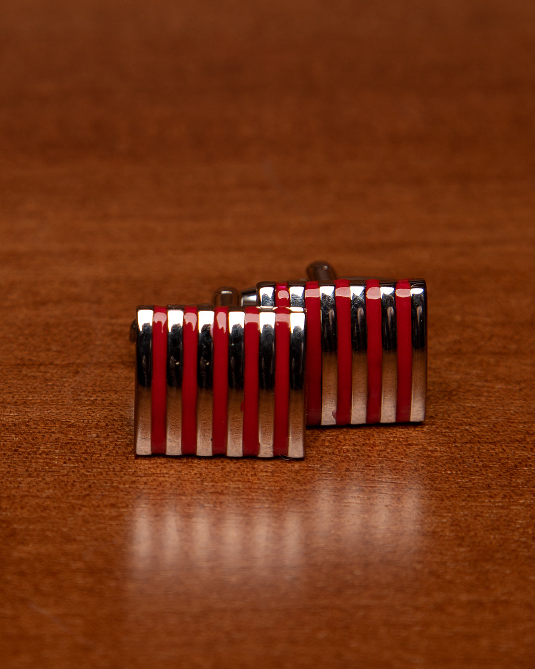 Gemelli Rettangolari Color Argento e Rosso