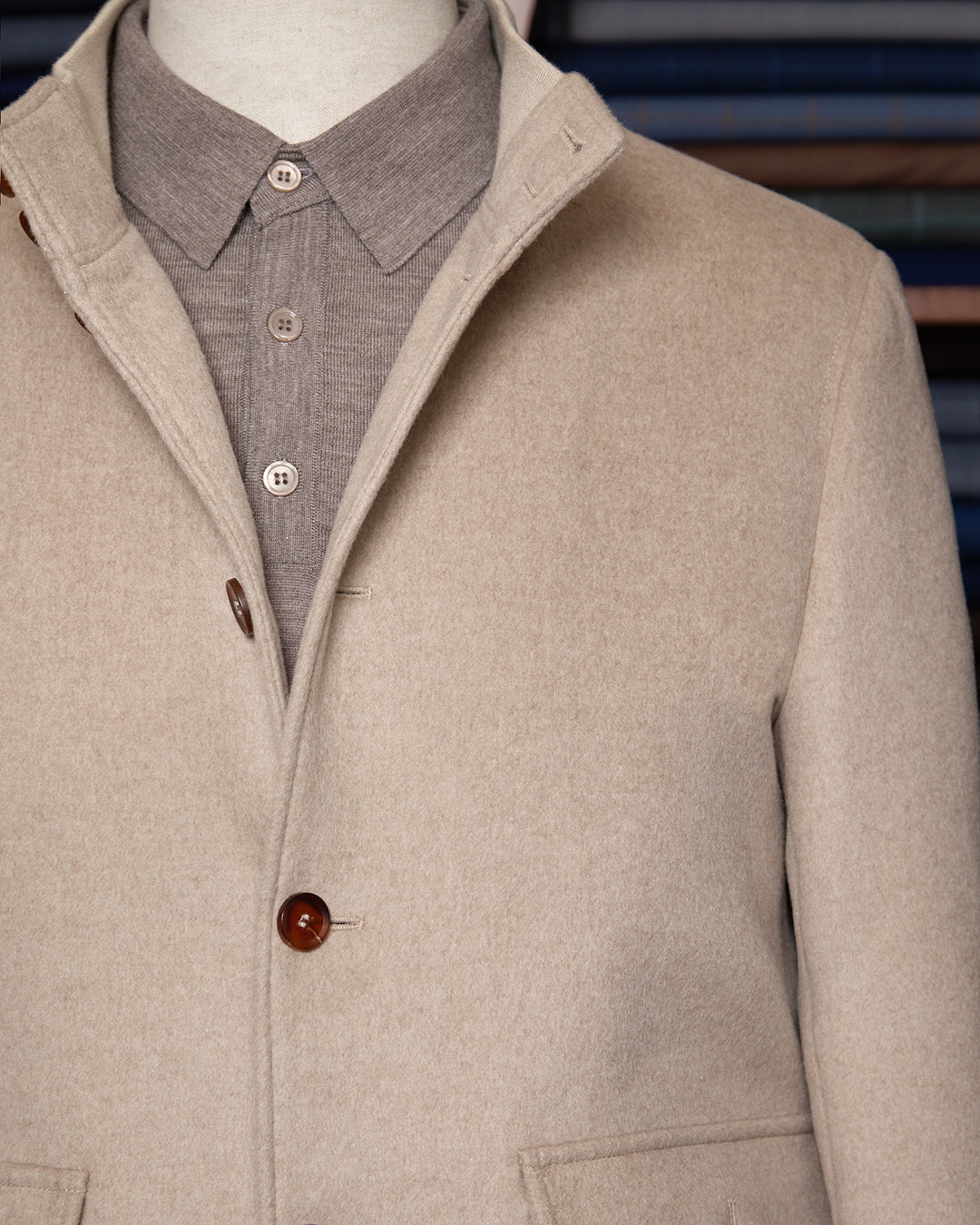 Giacca Bomber Sartoriale Lana-Seta Beige