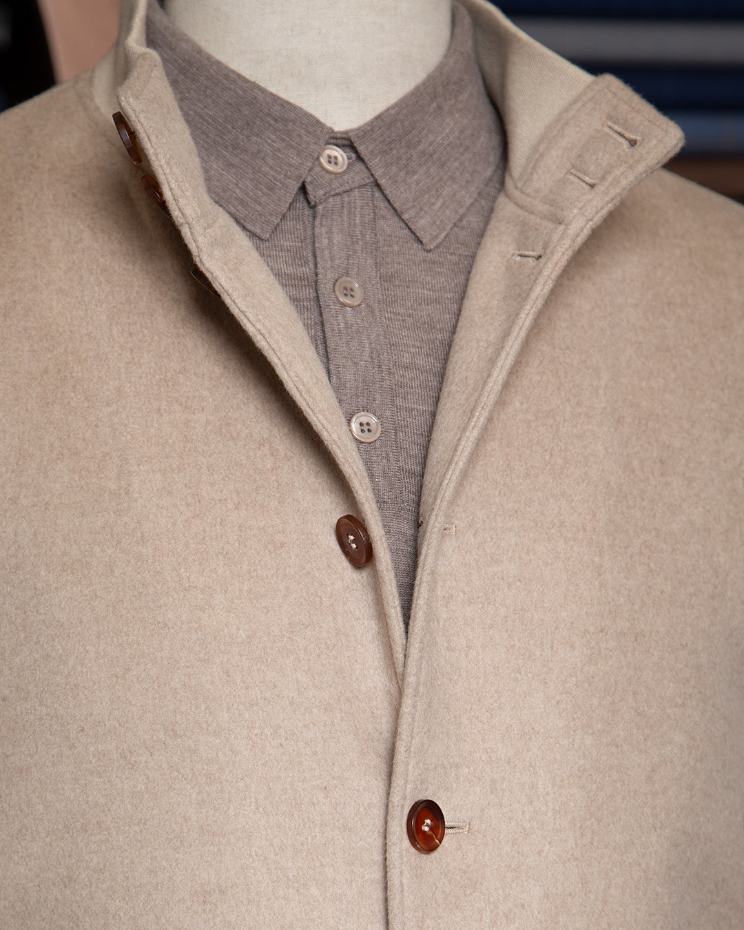 Giacca Bomber Sartoriale Lana-Seta Beige