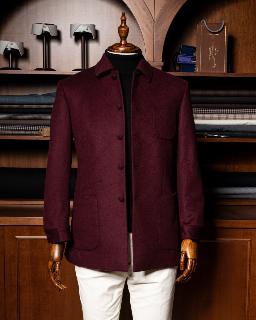 Burgundy Wool-Cashmere Casual Jacket