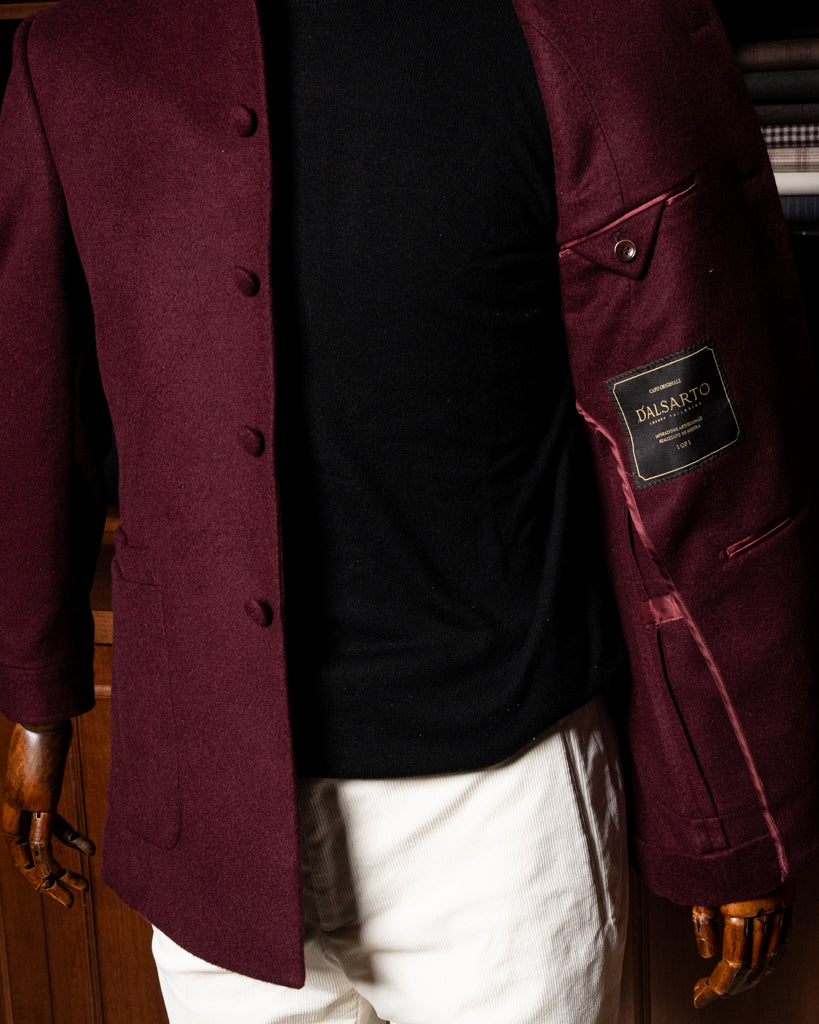 Burgundy Wool-Cashmere Casual Jacket