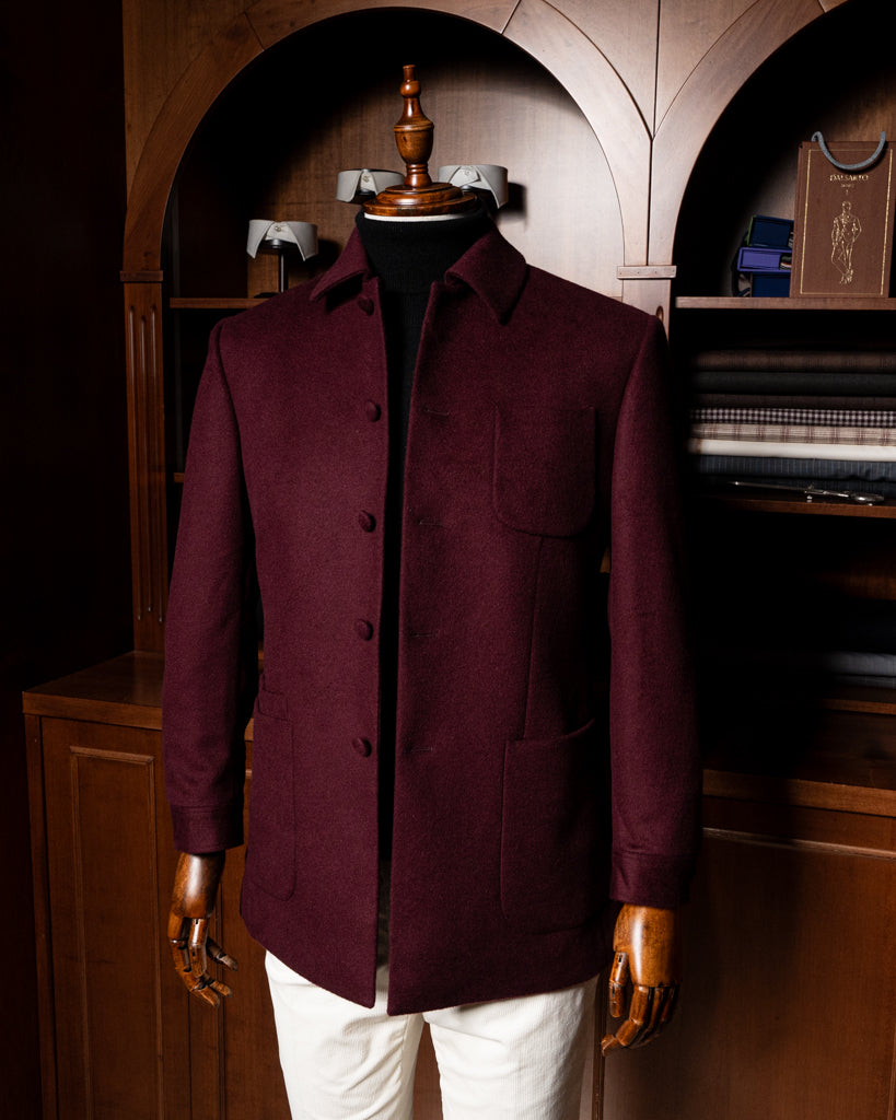 Burgundy Wool-Cashmere Casual Jacket