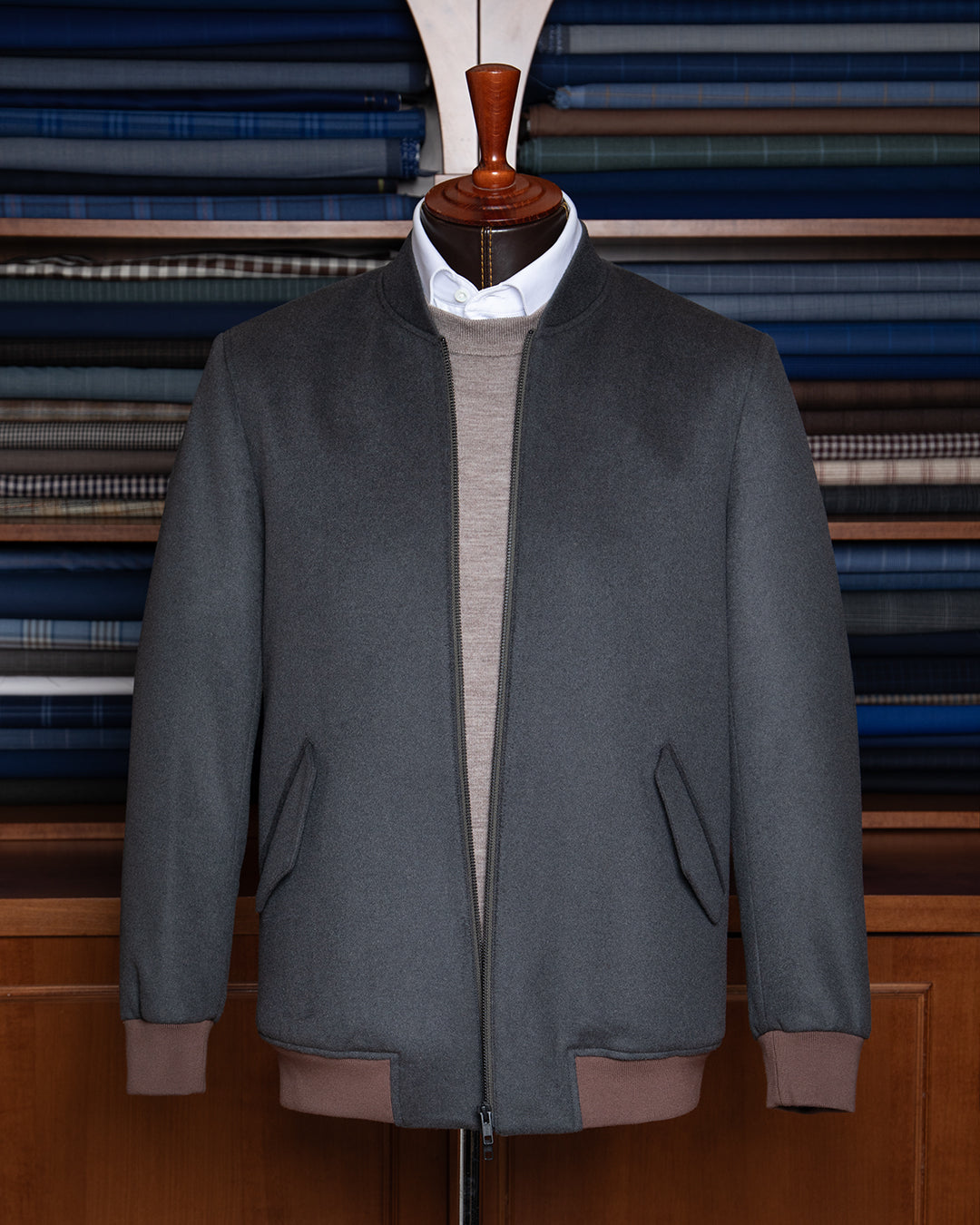 Giacca Casual Grigio Scuro con Zip