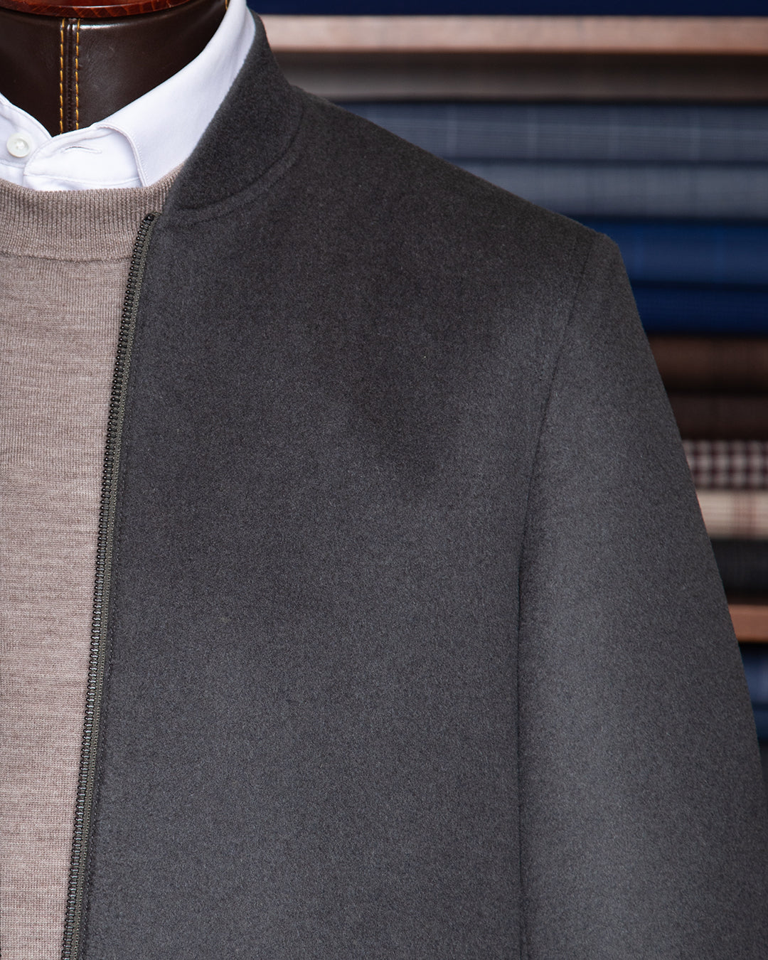 Giacca Casual Grigio Scuro con Zip