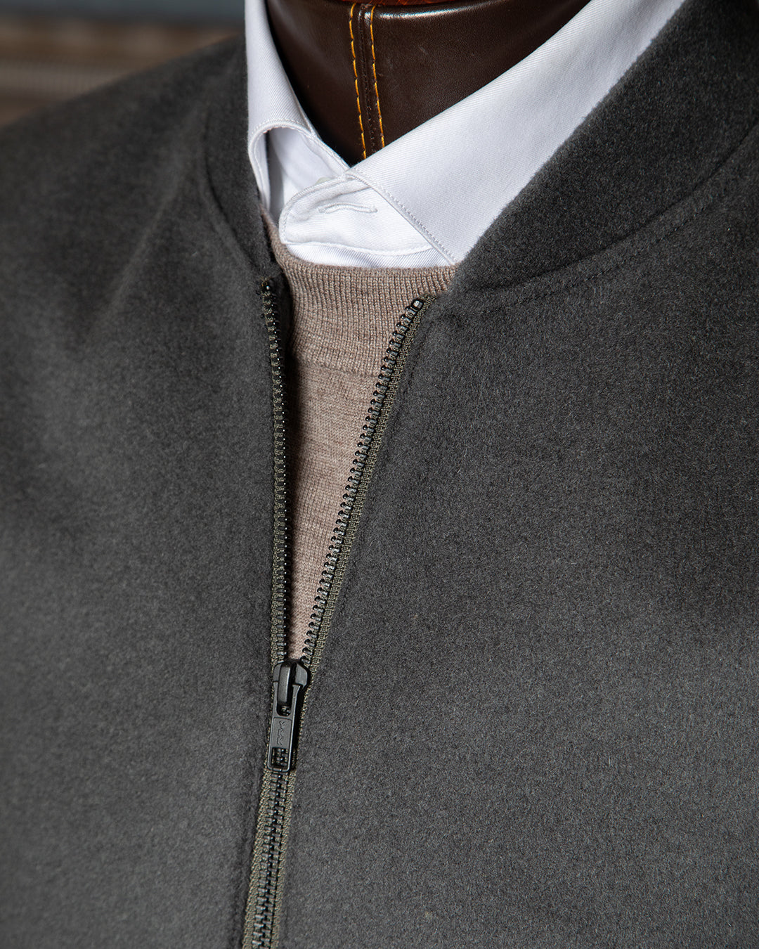 Giacca Casual Grigio Scuro con Zip