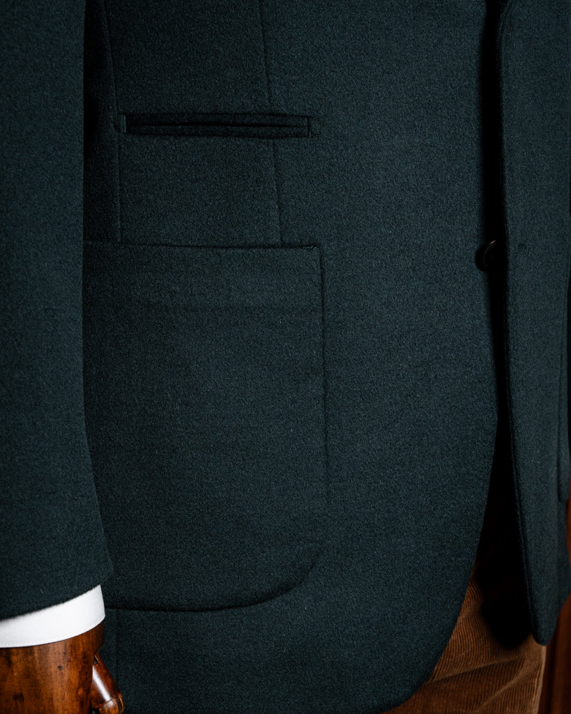 Giacca Casual Verde Smeraldo con Alcantara