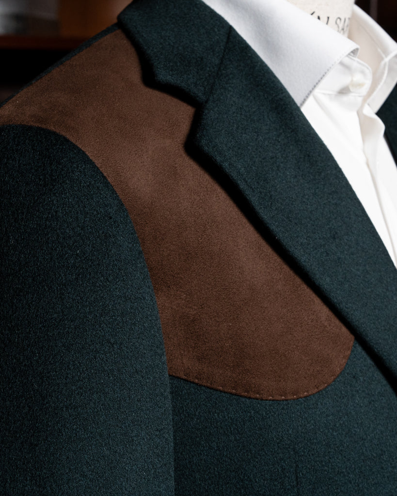 Giacca Casual Verde Smeraldo con Alcantara