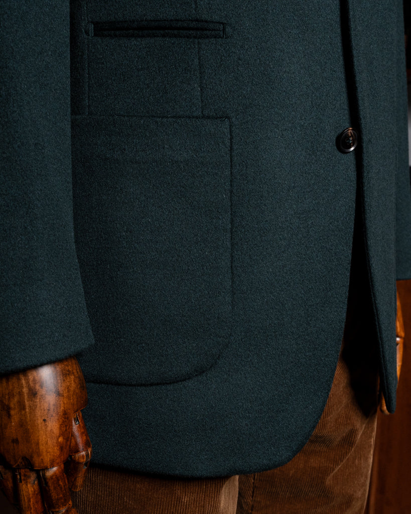 Giacca Casual Verde Smeraldo con Alcantara