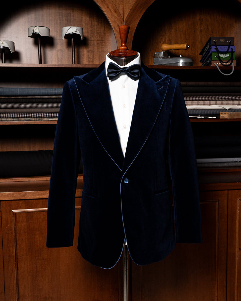Giacca Modernico in Velluto Blu Acceso con Piping