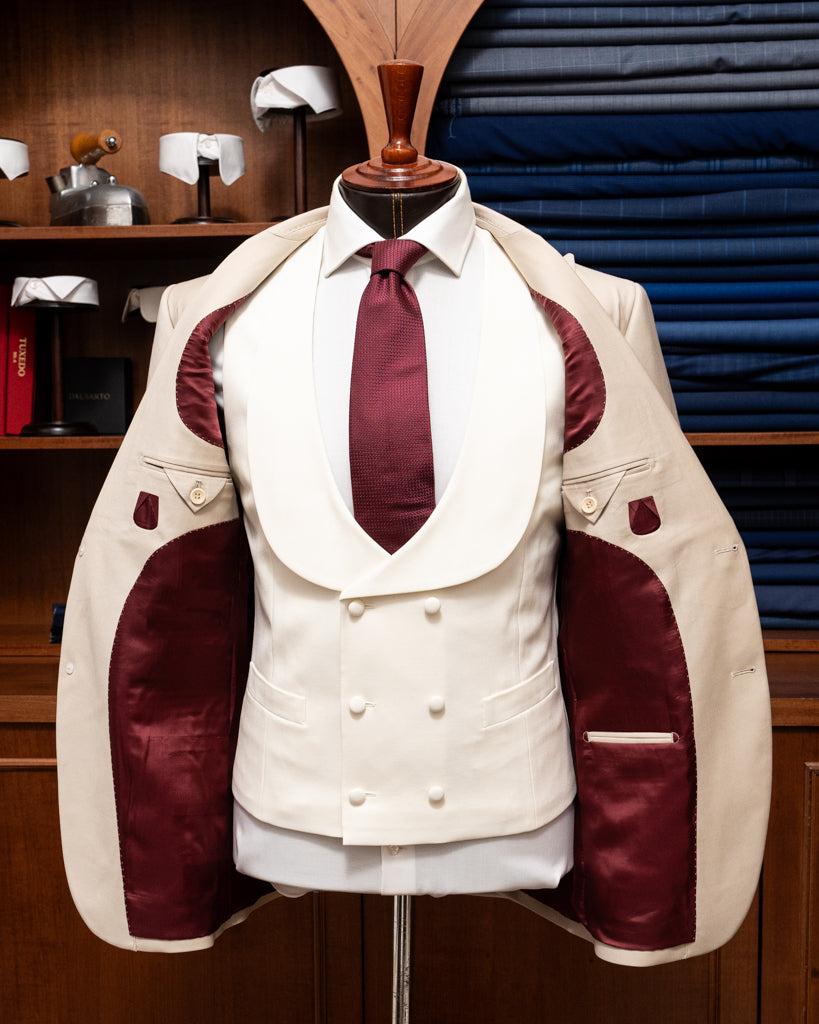 Gilet Bianco Sciallato Doppiopetto