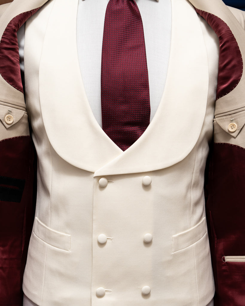 Gilet Bianco Sciallato Doppiopetto
