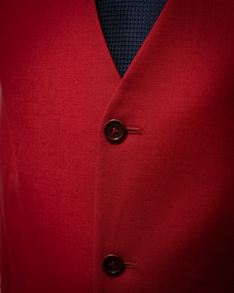 Coral Red Single-Breasted Waistcoat