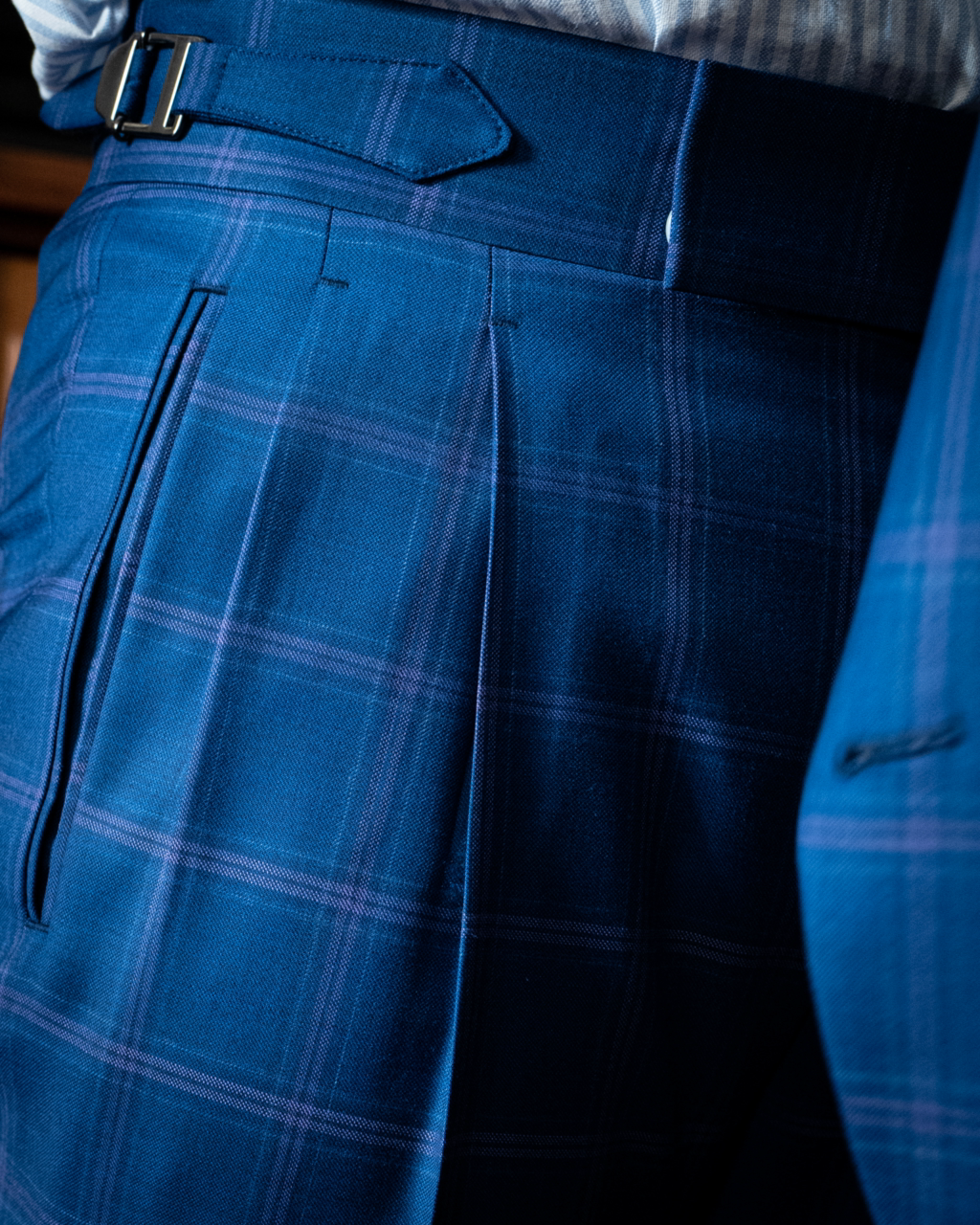 Pantalone Borromini Blu Mare con Quadri