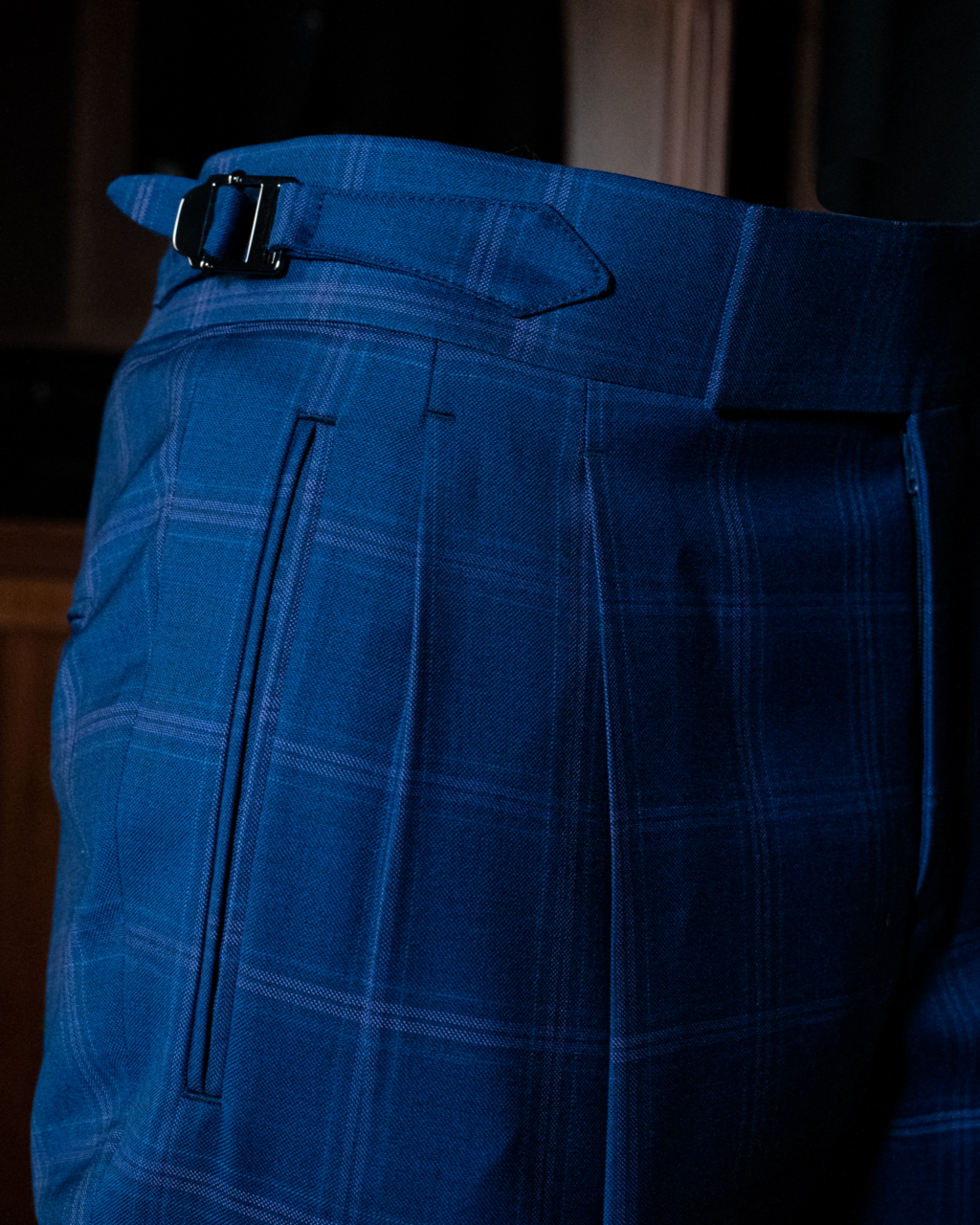 Pantalone Borromini Blu Mare con Quadri