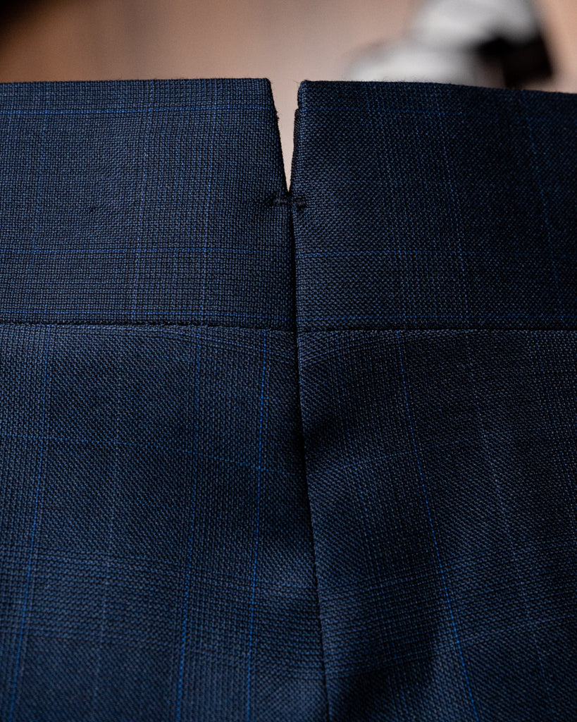 Borromini Pants in Midnight Blue with Checked Pattern