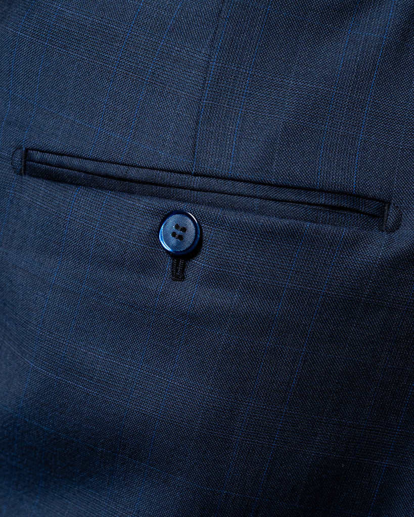 Borromini Pants in Midnight Blue with Checked Pattern