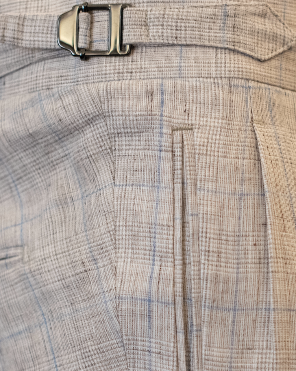 Borromini Beige Pants with Blue Checks