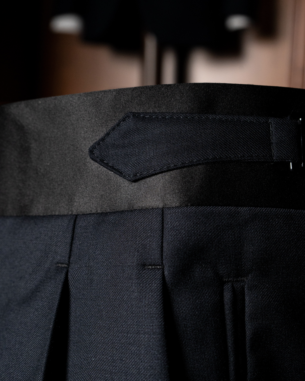 Tuxedo Pants in London Smoke Grey with Satin 