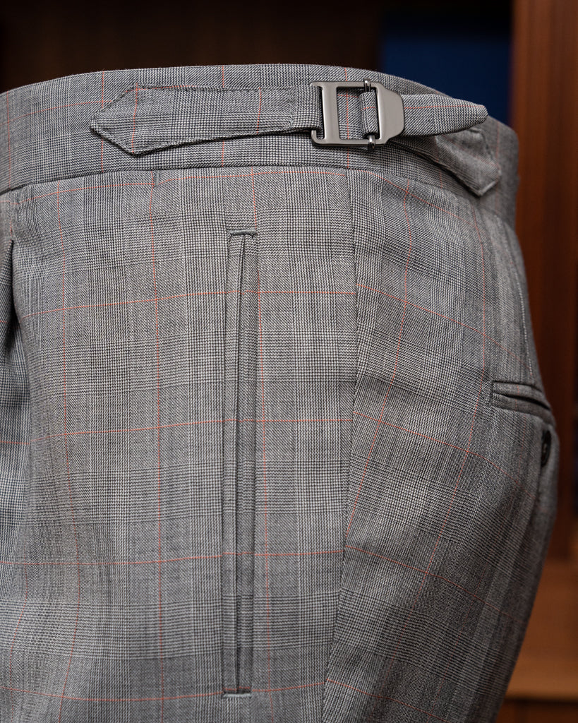 Pantalone Tiziano Principe di Galles Grigio Overcheck Rosso
