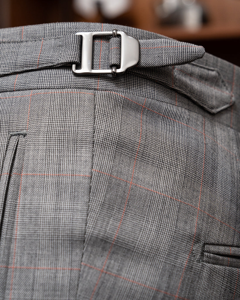 Pantalone Tiziano Principe di Galles Grigio Overcheck Rosso