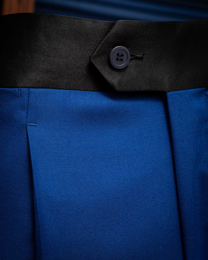 Pantalone Tiziano Blu Acceso con Banda in Raso Nero