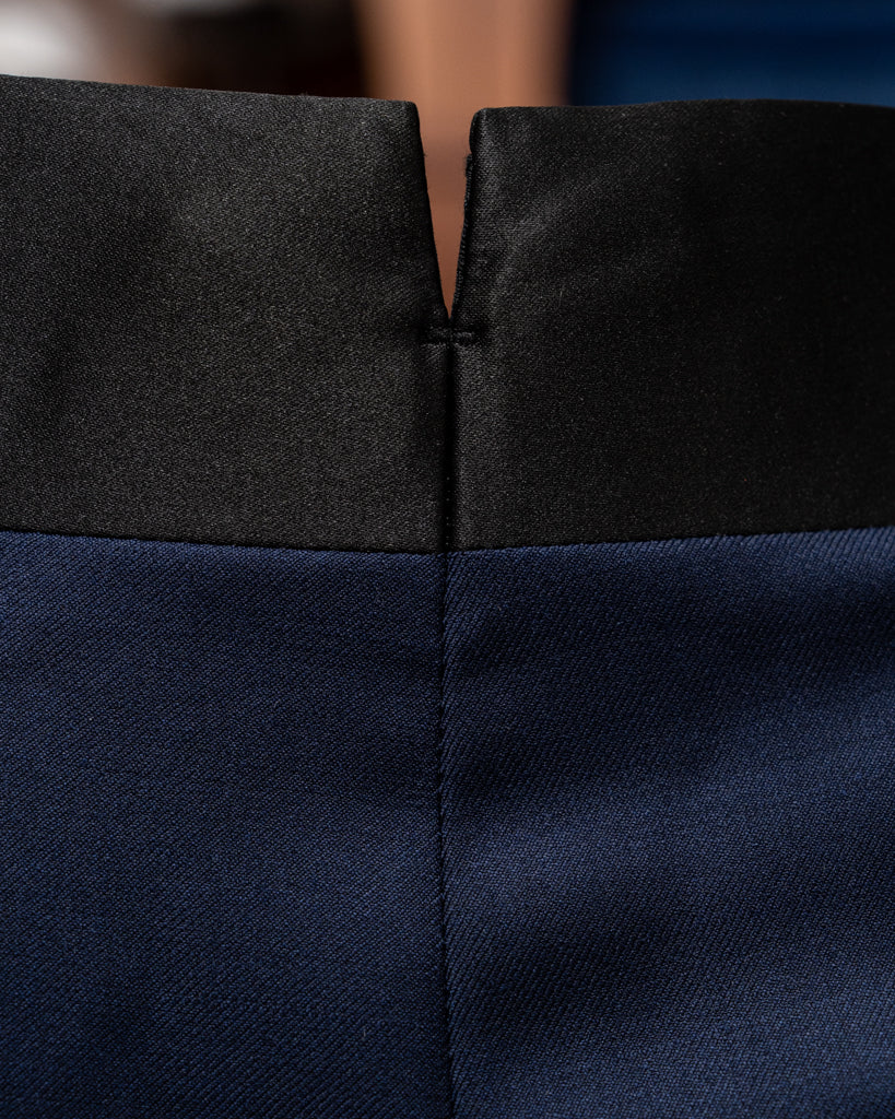 Open Blue Tuxedo Trousers with Satin