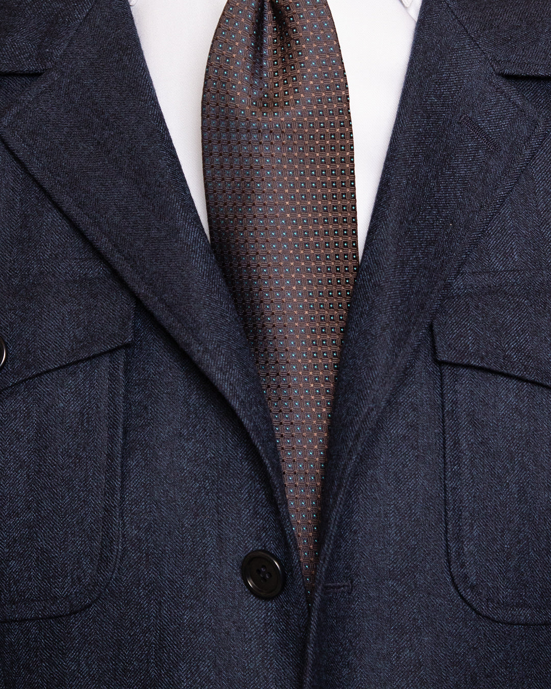 Dark Blue Herringbone Saharian Jacket
