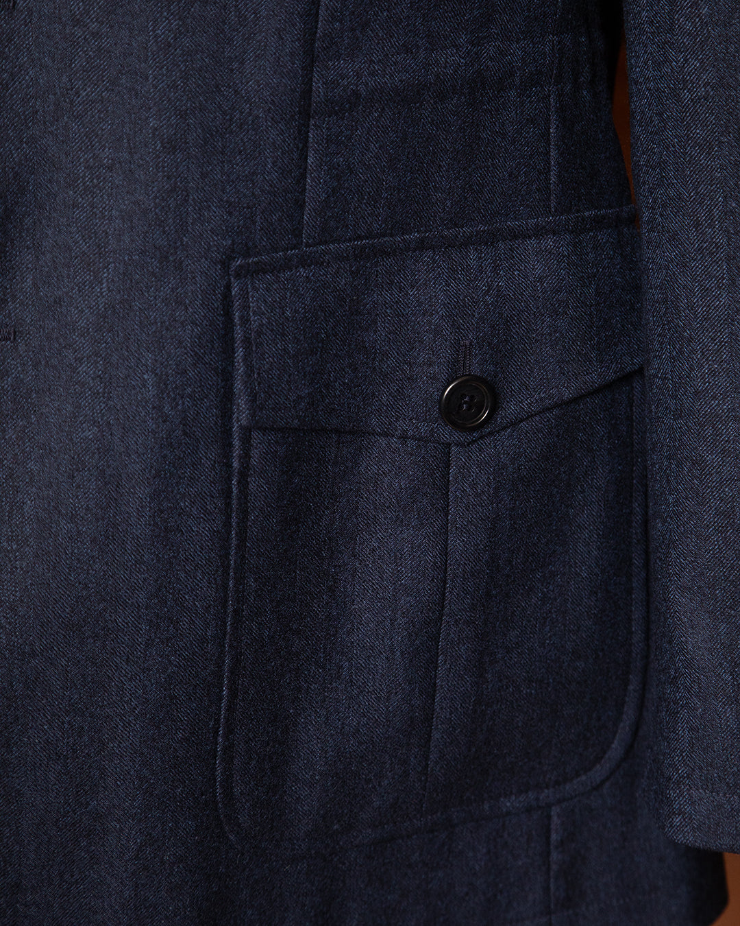 Dark Blue Herringbone Saharian Jacket