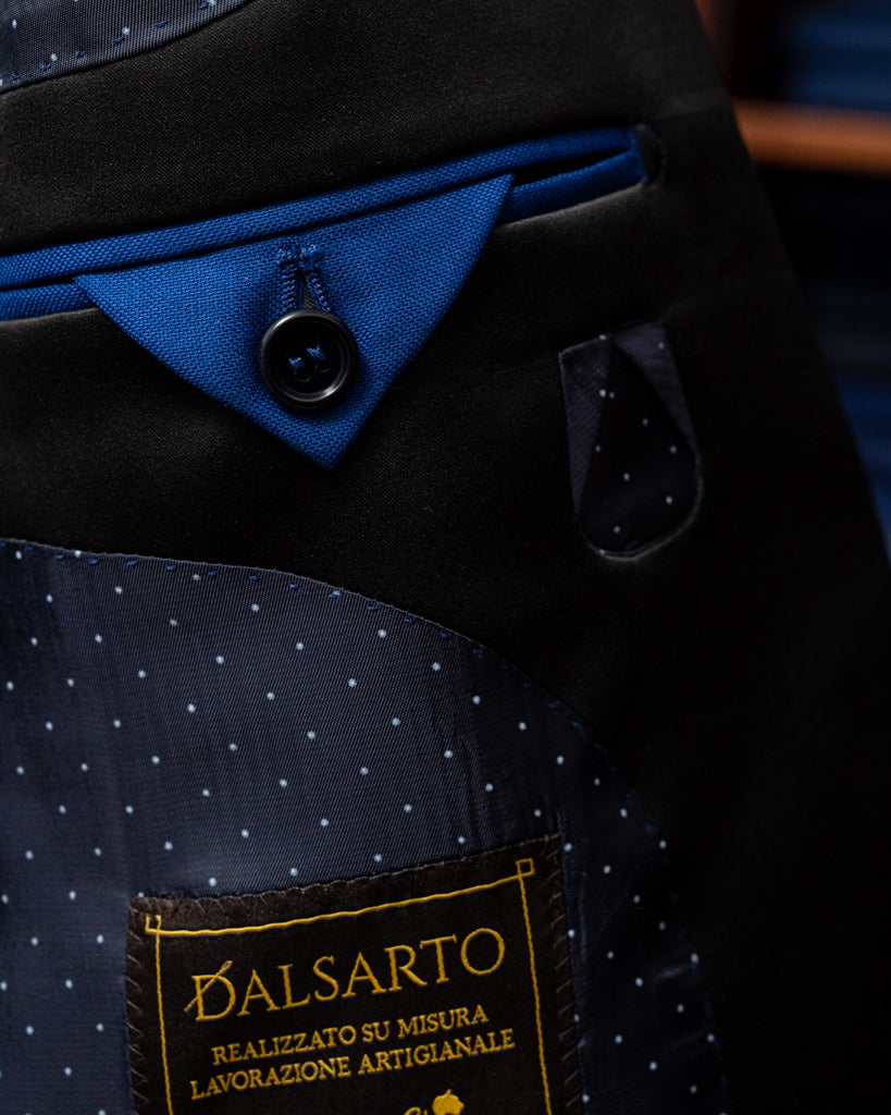 Donatello Tuxedo in Bright Blue with Black Satin
