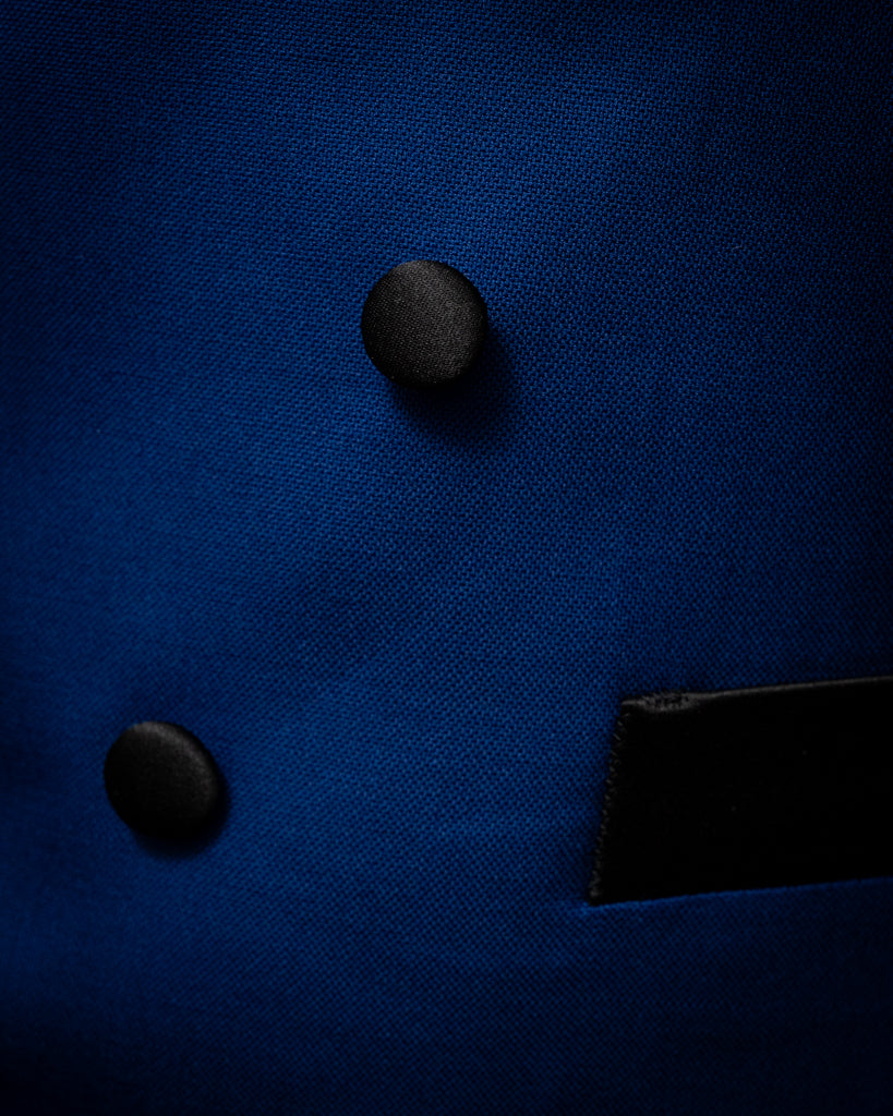 Donatello Tuxedo in Bright Blue with Black Satin
