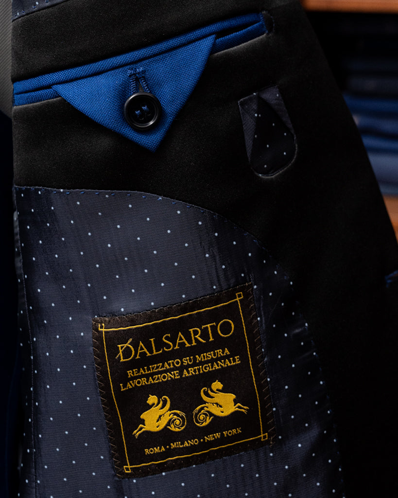 Donatello Tuxedo in Bright Blue with Black Satin