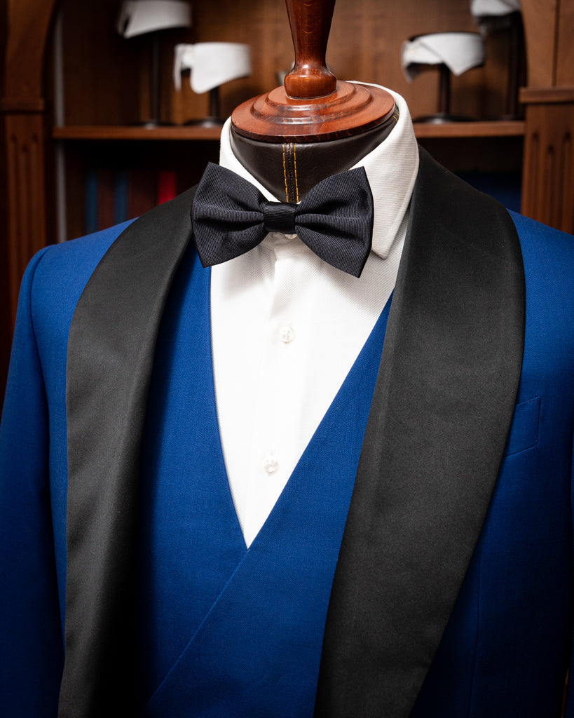 Donatello Tuxedo in Bright Blue with Black Satin