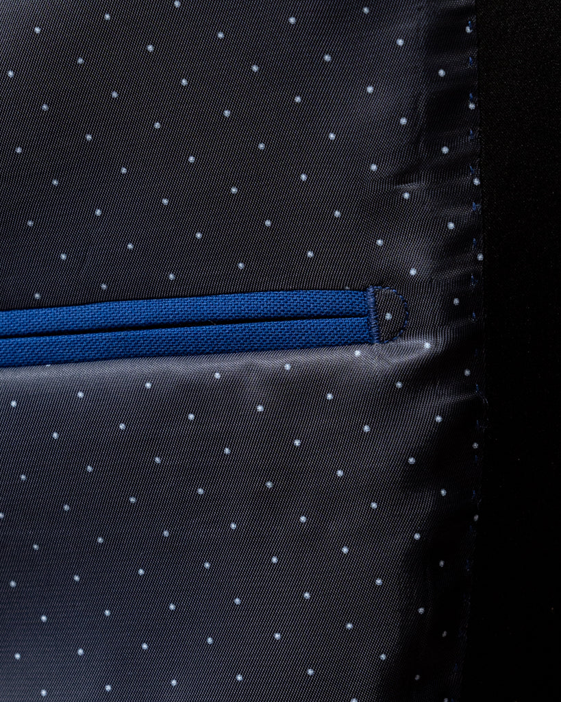 Donatello Tuxedo in Bright Blue with Black Satin