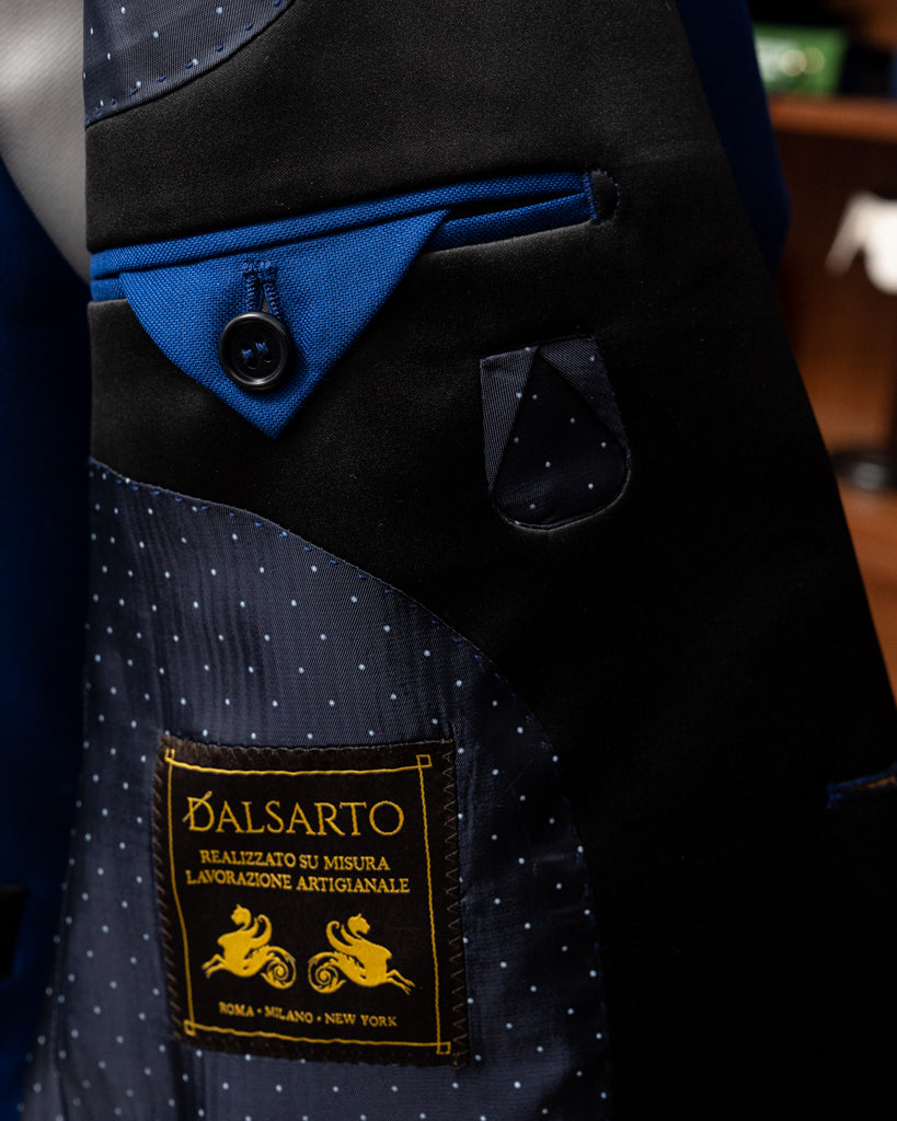 Donatello Tuxedo in Bright Blue with Black Satin