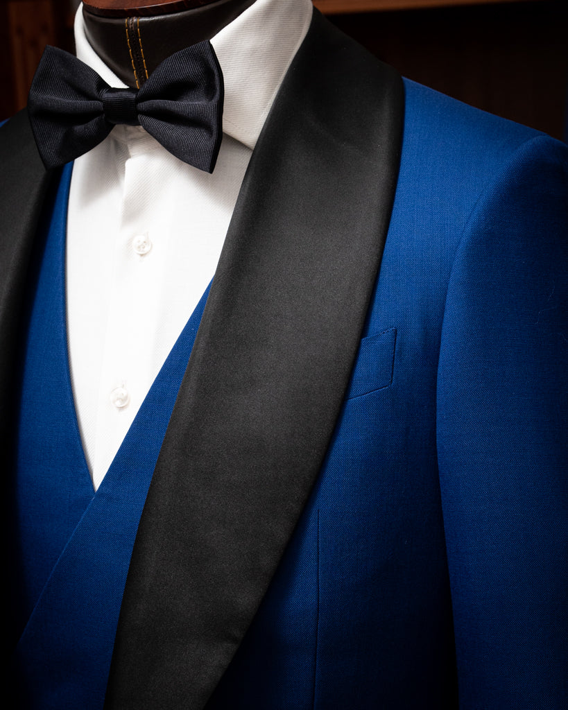 Donatello Tuxedo in Bright Blue with Black Satin