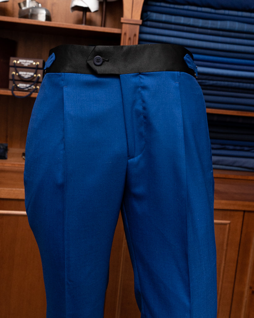Donatello Tuxedo in Bright Blue with Black Satin