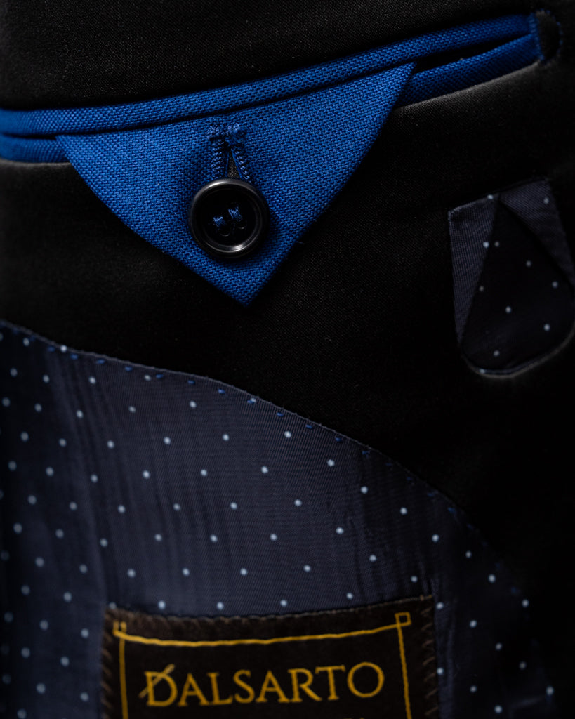 Donatello Tuxedo in Bright Blue with Black Satin