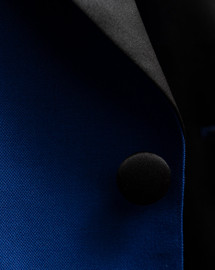 Donatello Tuxedo in Bright Blue with Black Satin