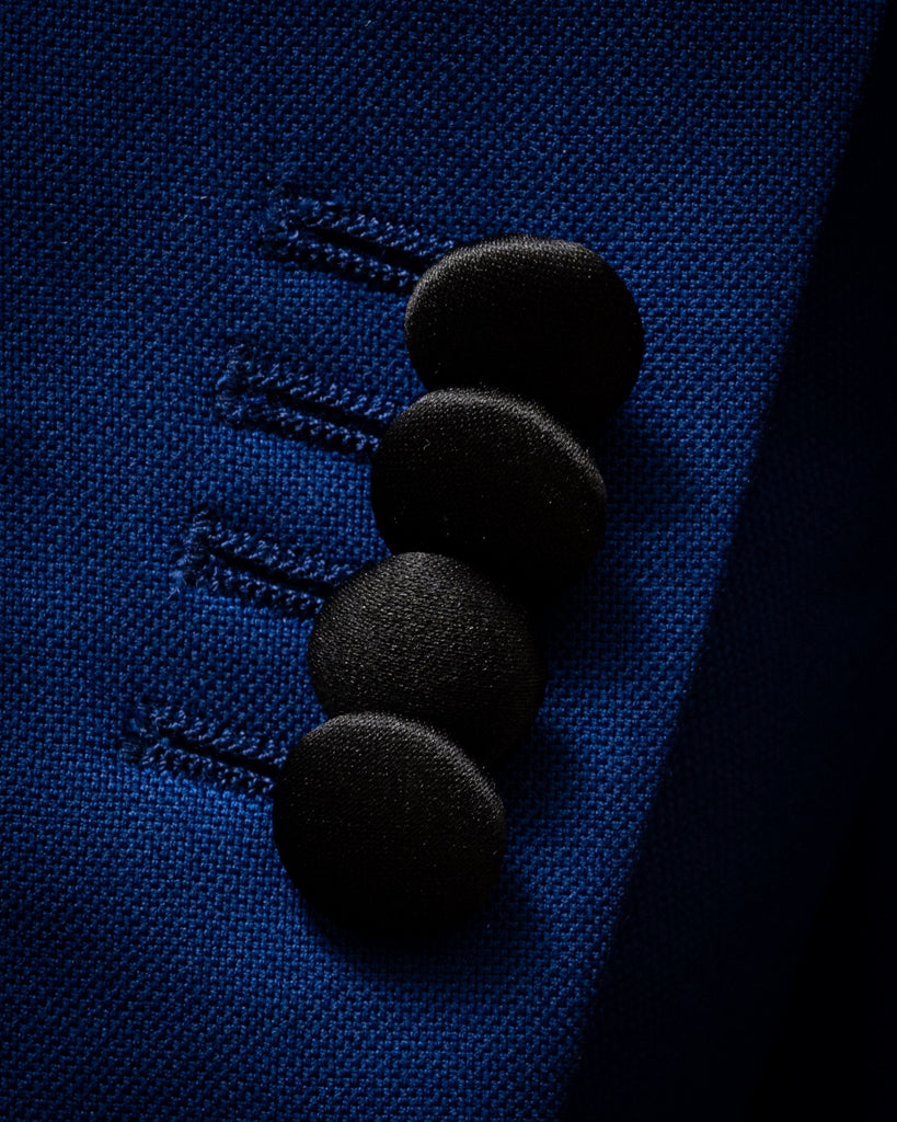 Donatello Tuxedo in Bright Blue with Black Satin