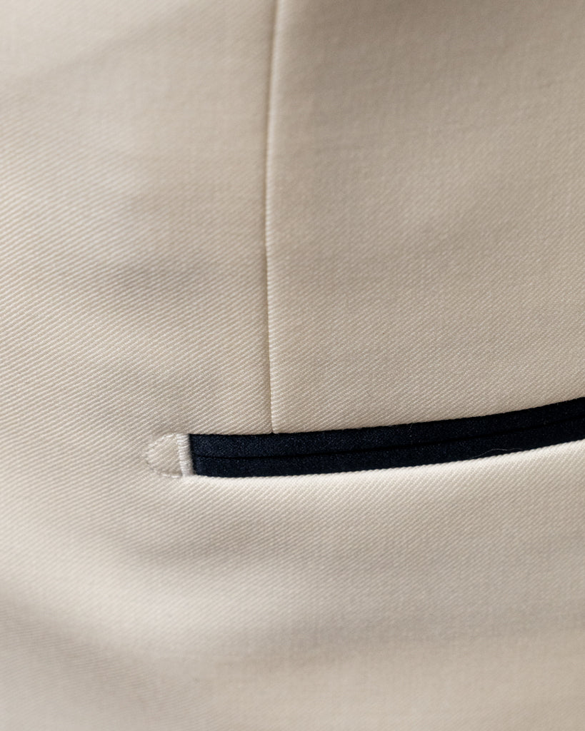 Smoking Donatello Crema con Raso Blu e Gilet Blu Cobalto