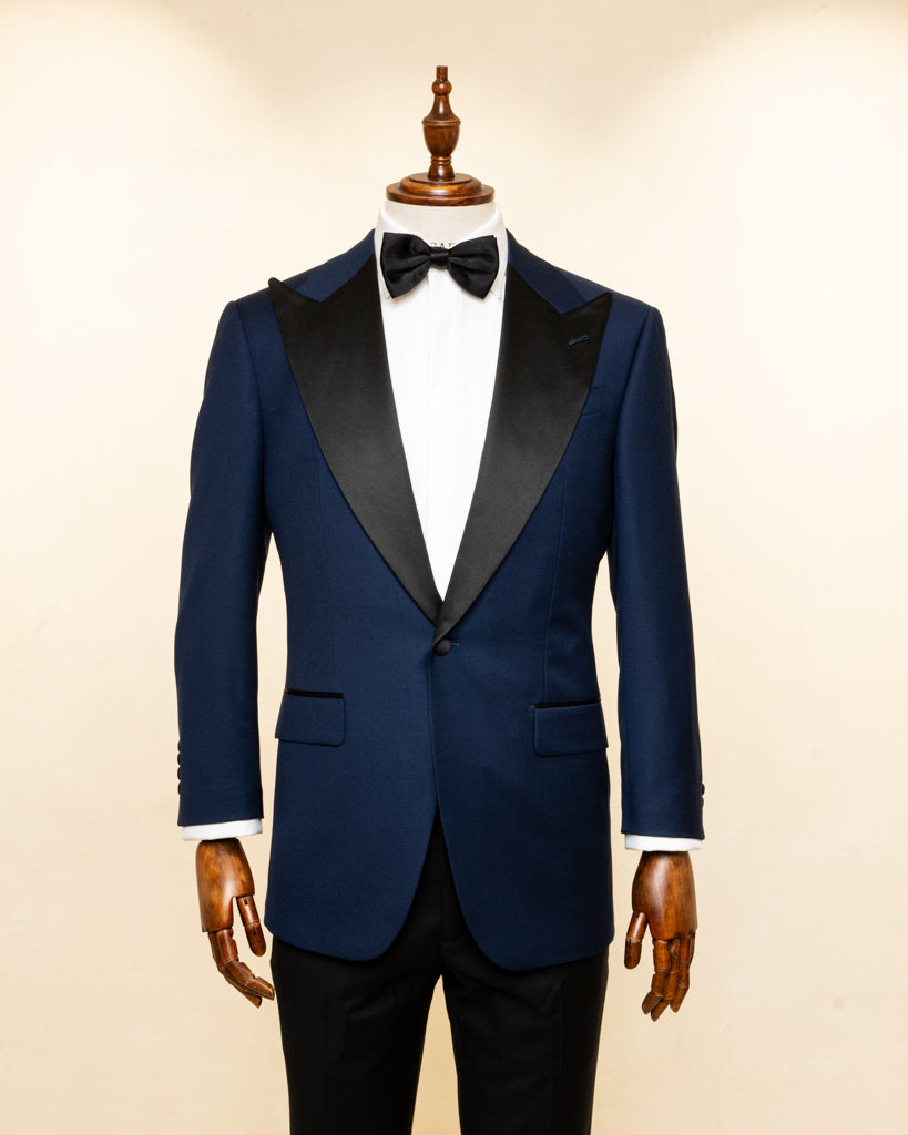 Smoking Michelangelo Blu Notte con Gilet e Pantalone Nero