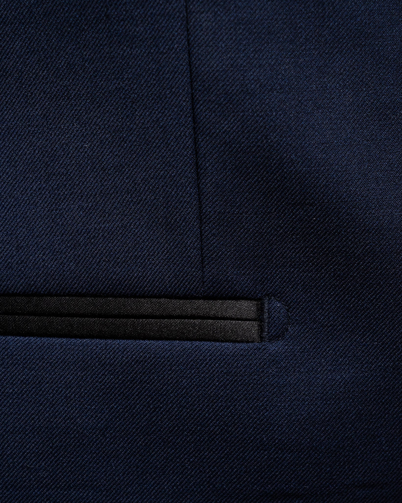 Michelangelo Open Blue Tuxedo with Black Satin