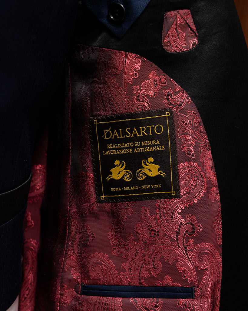 Michelangelo Open Blue Tuxedo with Black Satin
