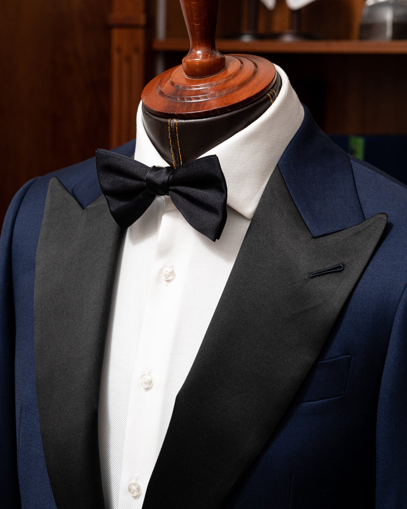 Michelangelo Open Blue Tuxedo with Black Satin