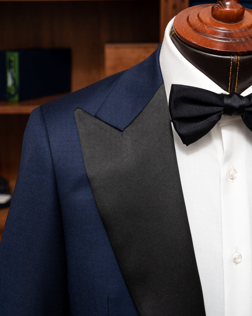 Michelangelo Open Blue Tuxedo with Black Satin